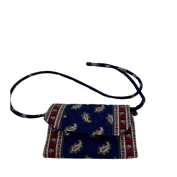 VERA BRADLEY VINTAGE PAISLEY PATTERN Blue With Red Crossbody - Picture 2 of 5